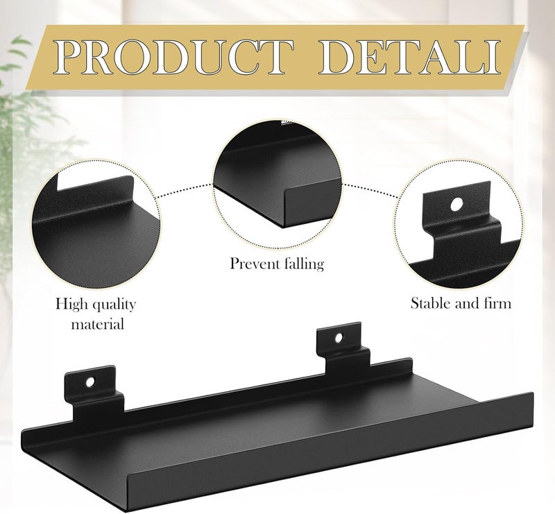 DoubleFill 10 Pcs 6 Pcs Slatwall Shelves, 10x4.3 Inch Metal Slat Wall Shelf Accessories, Heavy Duty Retail Display Panel for Home Shoe Stores Boutiques Storage and Organization (Black) - Image 5